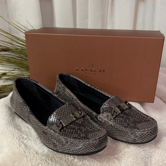 Coach Women's Olive Sand Printed Snake Loafers - Flint - Picture 1 of 6